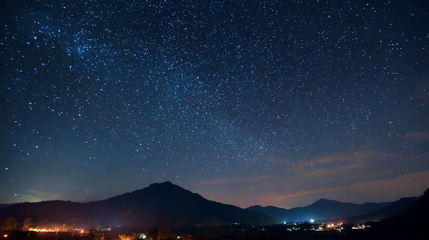 Chiang Mai Mountains and Sky at night with Citylight